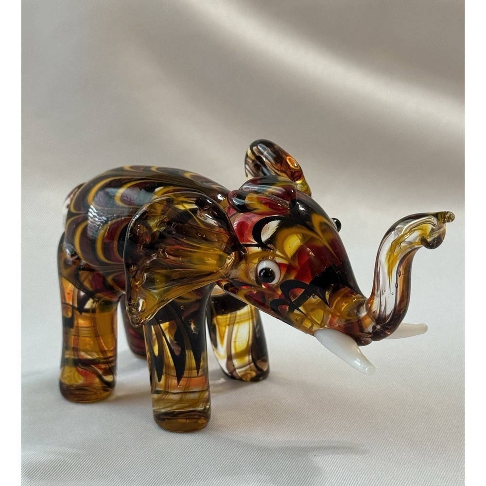Lenox Little Elephant Art Deco Glass Amber MCM
